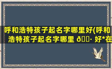 呼和浩特孩子起名字哪里好(呼和浩特孩子起名字哪里 🕷 好*
在 🌹 哪儿)